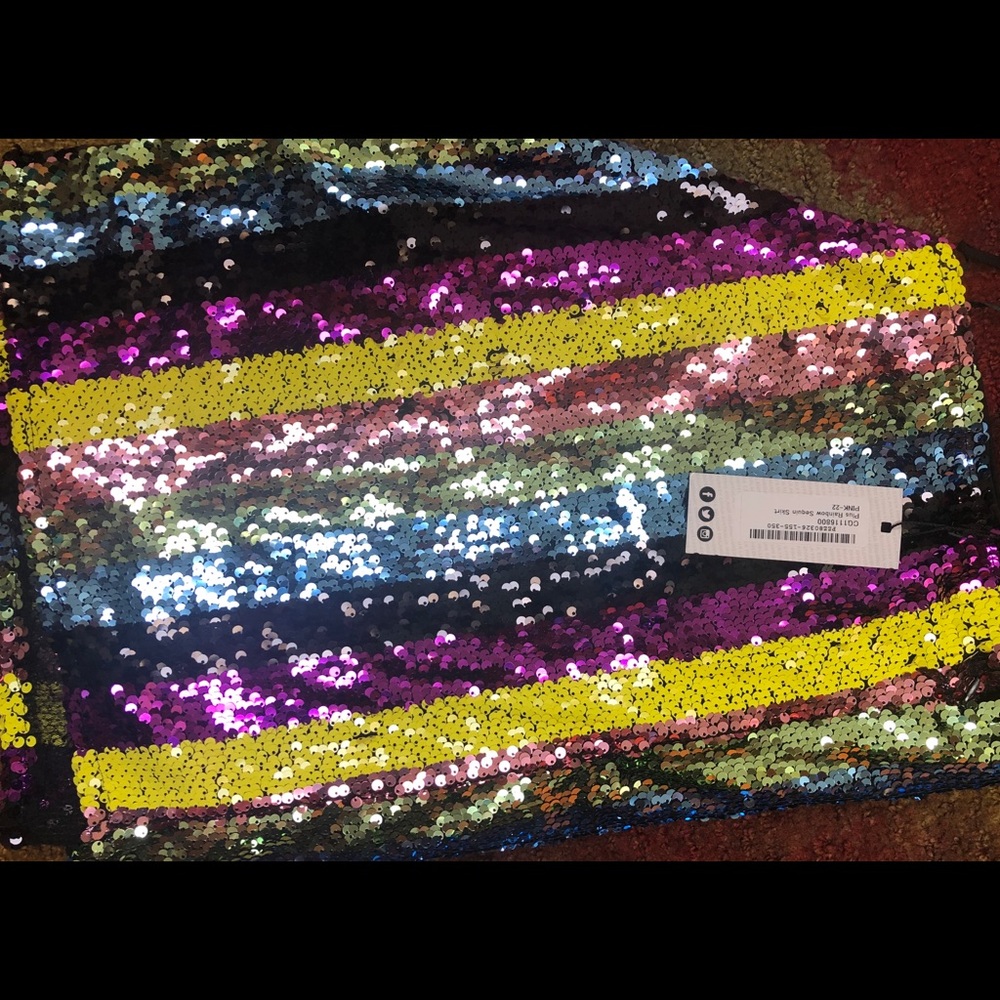 Plus Rainbow Sequin Skirt
